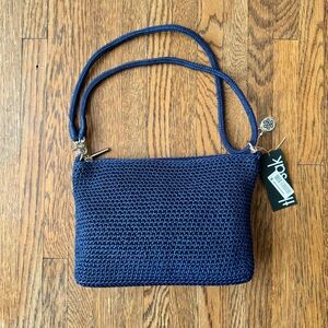 The SAK Lumi Crossbody Hand Crochet Denim Blue Bag NWT